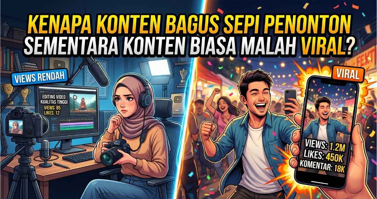 ilustrasi konten bagus tidak viral di media sosial