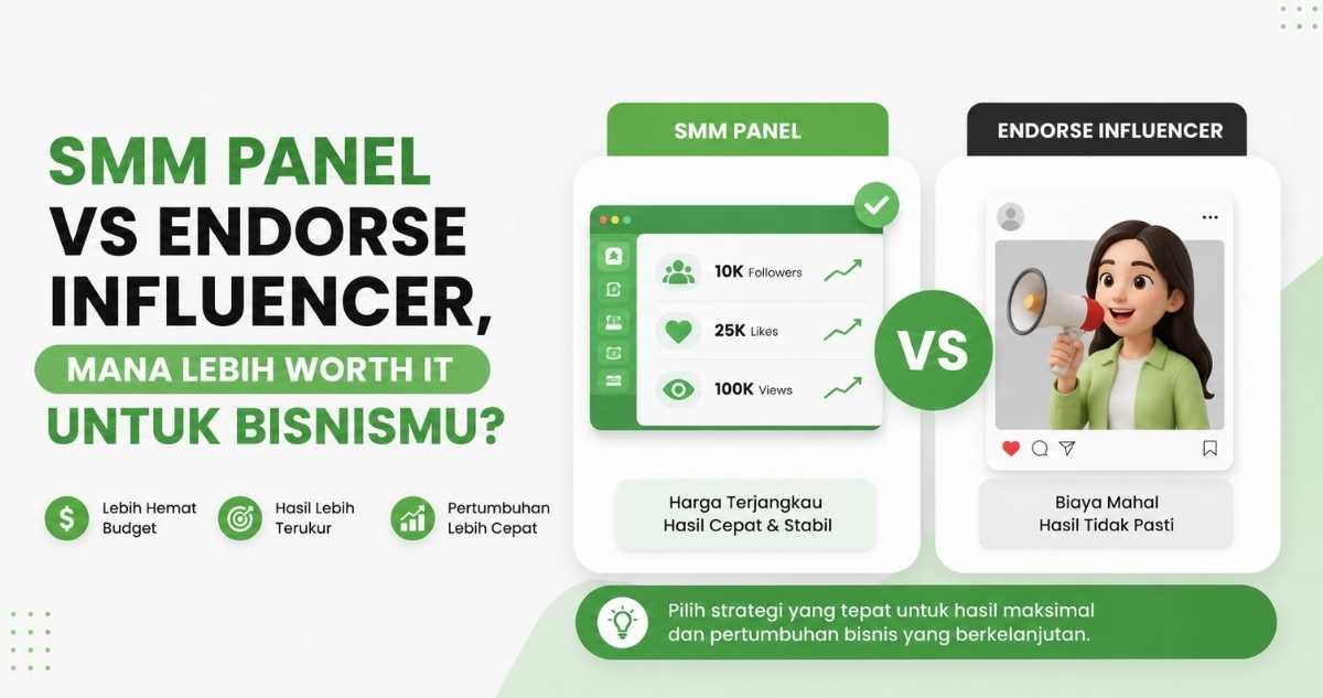 ilustrasi gambar dari smm panel vs influencer, pilih secara bijak!