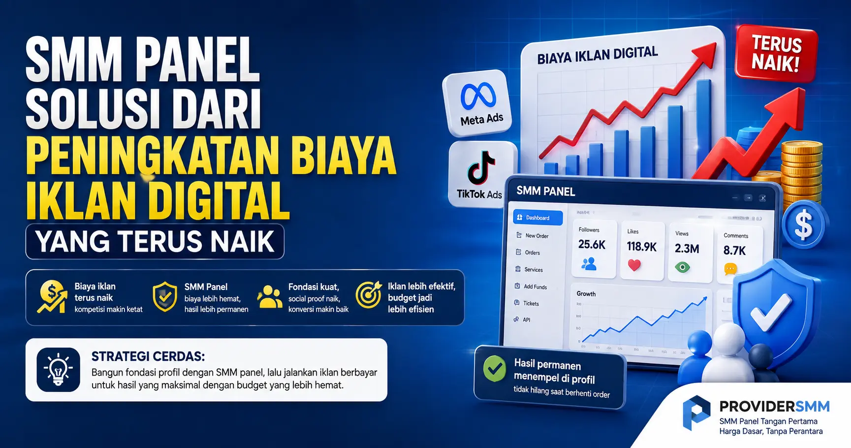 ilustrasi smm panel dan iklan digital yang terus naik. smm panel bisa jadi solusi terbaik